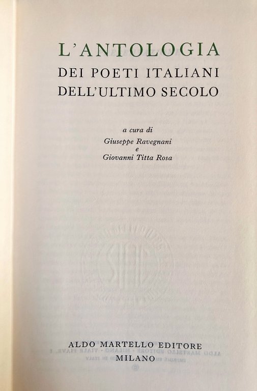 L'ANTOLOGIA DEI POETI ITALIANI DELL'ULTIMO SECOLO | Immagine Gallery 8