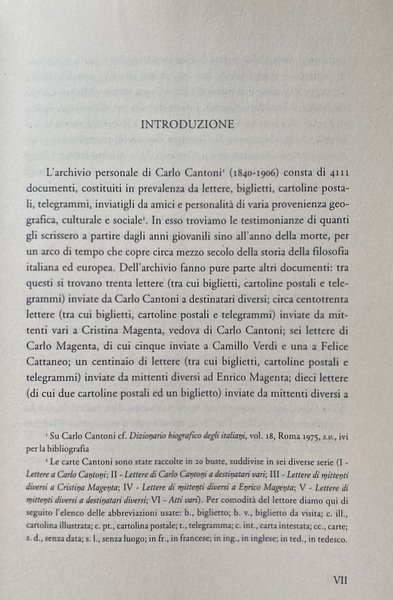 L'ARCHIVIO DI CARLO CANTONI. INVENTARIO ANALITICO A CURA DI CATERINA …