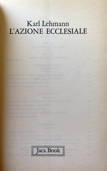 L'AZIONE ECCLESIALE