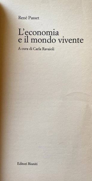 L'ECONOMIA E IL MONDO VIVENTE