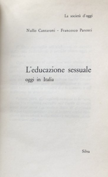 L'EDUCAZIONE SESSUALE OGGI IN ITALIA