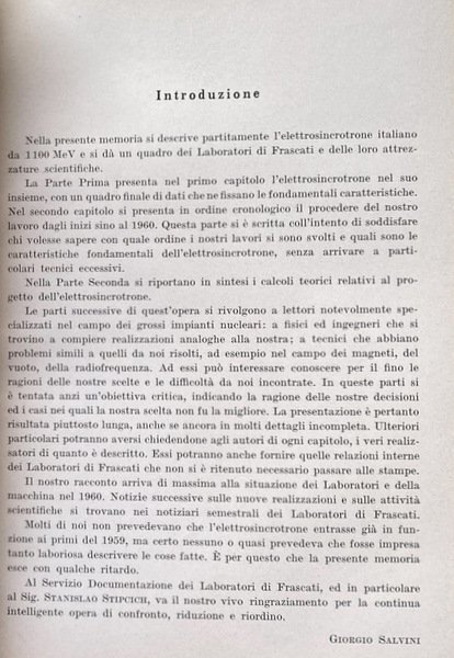 L'ELETTROSINCROTRONE E I LABORATORI DI FRASCATI