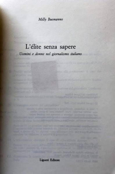 L'ÉLITE SENZA SAPERE. UOMINI E DONNE NEL GIORNALISMO ITALIANO