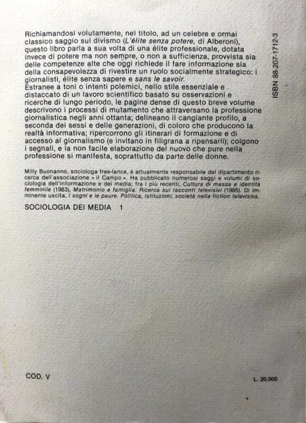 L'ÉLITE SENZA SAPERE. UOMINI E DONNE NEL GIORNALISMO ITALIANO