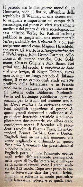 L'EROS NELLA LETTERATURA EGIZIANA, INDIANA, ARABA, PERSIANA, GRECA, LATINA, TEDESCA, …