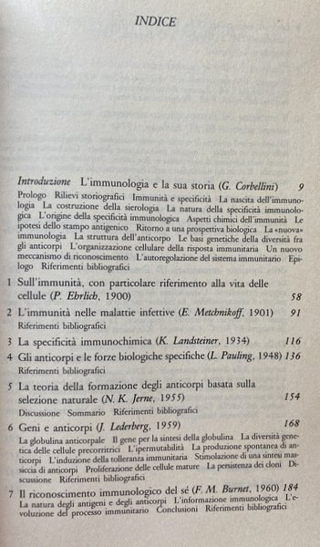 L'EVOLUZIONE DEL PENSIERO IMMUNOLOGICO. A CURA DI GILBERTO CORBELLINI