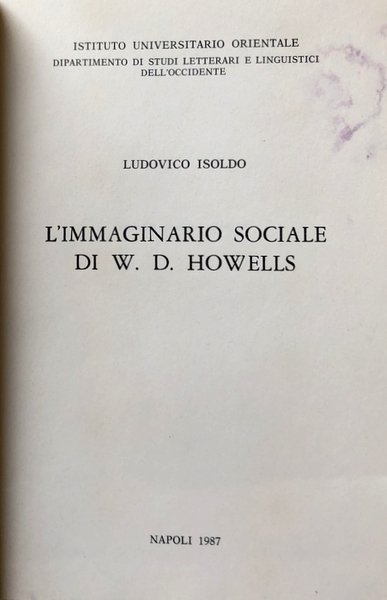 L'IMMAGINARIO SOCIALE DI W. D. HOWELLS