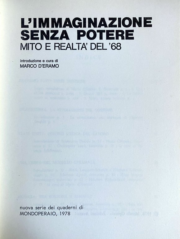L'IMMAGINAZIONE SENZA POTERE. MITO E REALTÀ DEL'68