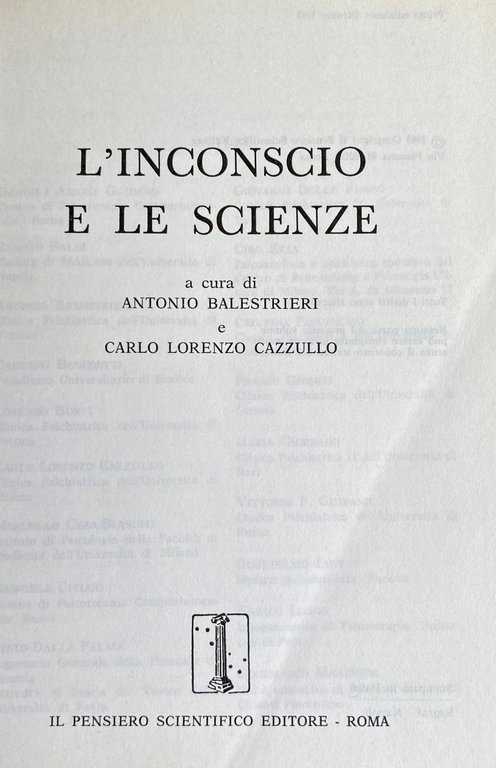 L'INCONSCIO E LE SCIENZE