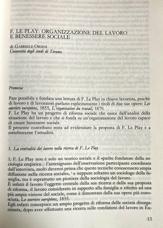 L'INFLUSSO DI FRÉDÉRIC LE PLAY E DELLA SUA SCUOLA SULLA …