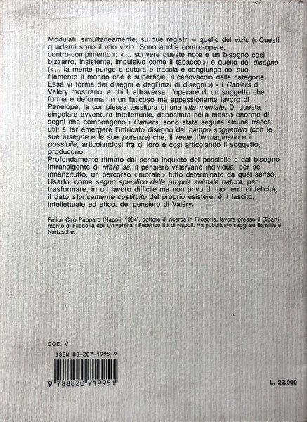 L'INQUIETO SENSO DEL POSSIBILE. SAGGIO SUI CAHIERS DI PAUL VALÉRY