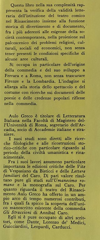 L'ISTITUZIONE DEL TEATRO COMICO NEL RINASCIMENTO