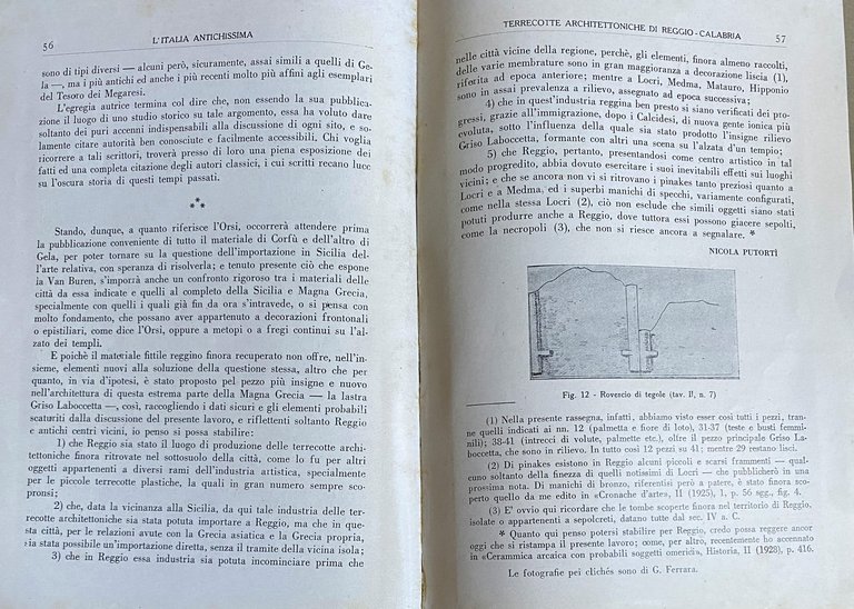 L'ITALIA ANTICHISSIMA. TERRECOTTE ARCHITETTONICHE DI REGGIO-CALABRIA. FASCICOLO I