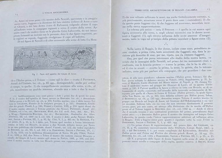 L'ITALIA ANTICHISSIMA. TERRECOTTE ARCHITETTONICHE DI REGGIO-CALABRIA. FASCICOLO I