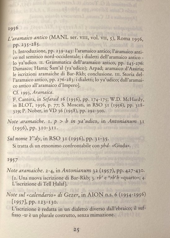 L'OPERA DI GIOVANNI GARBINI. BIBLIOGRAFIA DEGLI SCRITTI 1976-2000