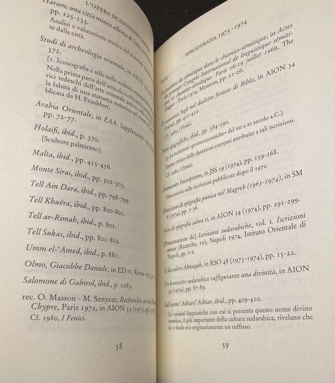 L'OPERA DI GIOVANNI GARBINI. BIBLIOGRAFIA DEGLI SCRITTI 1976-2000