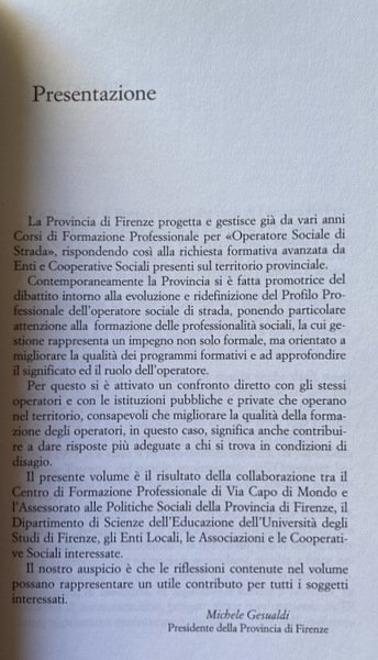 L'OPERATORE SOCIALE DI STRADA. PROFESSIONE E FORMAZIONE. A CURA DI …