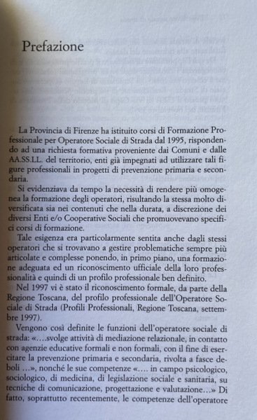 L'OPERATORE SOCIALE DI STRADA. PROFESSIONE E FORMAZIONE. A CURA DI …