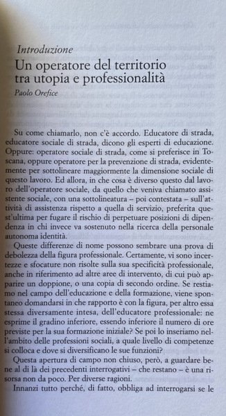 L'OPERATORE SOCIALE DI STRADA. PROFESSIONE E FORMAZIONE. A CURA DI …