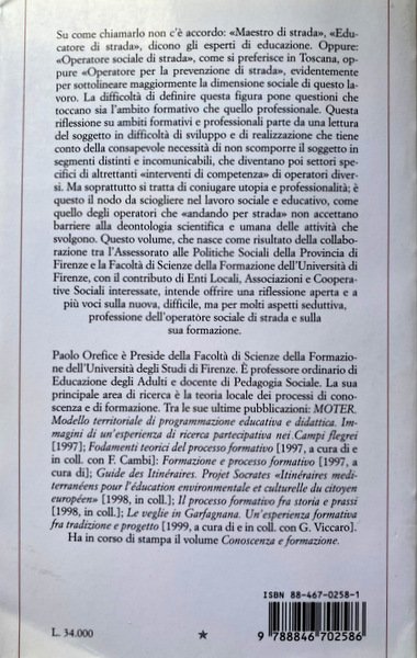 L'OPERATORE SOCIALE DI STRADA. PROFESSIONE E FORMAZIONE. A CURA DI …