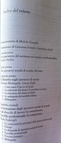 L'OPERATORE SOCIALE DI STRADA. PROFESSIONE E FORMAZIONE. A CURA DI …