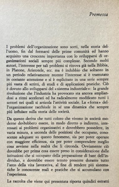 L'ORGANIZZAZIONE AZIENDALE. PROFILO CRITICO E TESTI FONDAMENTALI. A CURA DI …