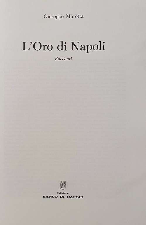 L'ORO DI NAPOLI: RACCONTI