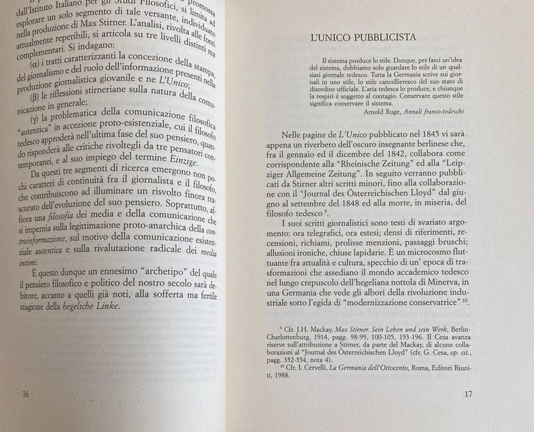 L'UNICO GIORNALISTA. STAMPA E COMUNICAZIONE IN MAX STIRNER
