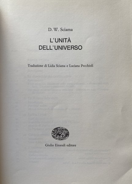 L'UNITÀ DELL'UNIVERSO