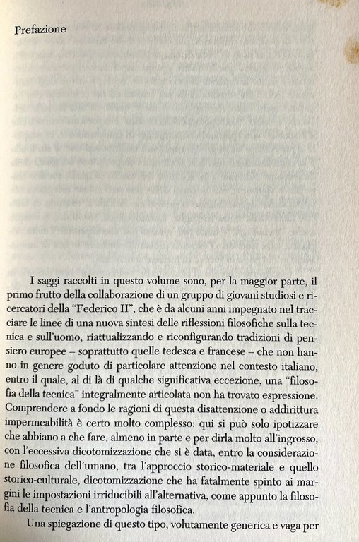 L'UOMO E LE MACCHINE. PER UN'ANTROPOLOGIA DELLA TECNICA. A CURA …