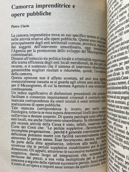 LA CAMORRA IMPRENDITRICE. ANALISI, LEGISLAZIONE E PROPOSTE PER COMBATTERLA