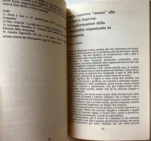 LA CAMORRA IMPRENDITRICE. ANALISI, LEGISLAZIONE E PROPOSTE PER COMBATTERLA