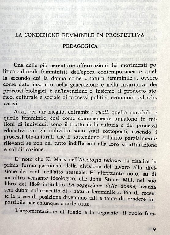 LA CONDIZIONE FEMMINILE IN PROSPETTIVA STORICO-PEDAGOGICA (CON ANTOLOGIA DI TESTI …