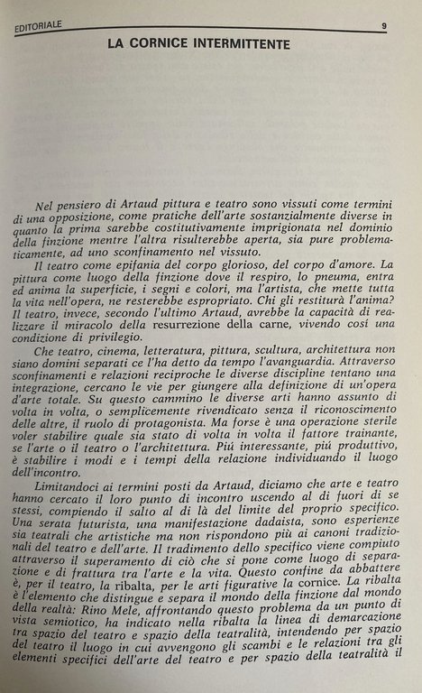 LA CORNICE. IL MOSTRO QUOTIDIANO. FIGURE TEORIA E CRITICA DELL'ARTE …