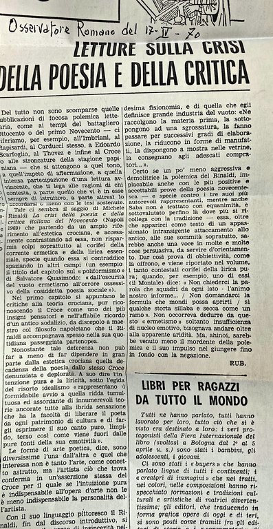 LA CRISI DELLA POESIA E DELLA CRITICA ITALIANA DEL NOVECENTO …