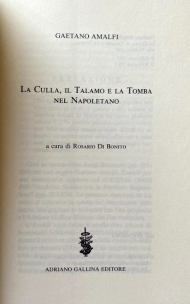 LA CULLA, IL TALAMO E LA TOMBA NEL NAPOLETANO.