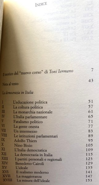 LA DEMOCRAZIA IN ITALIA. A CURA DI TONI IERMANO