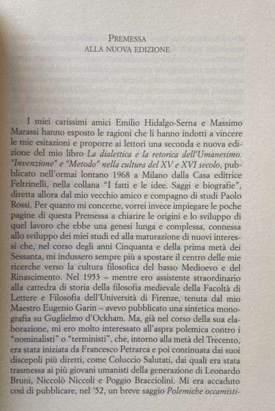 LA DIALETTICA E LA RETORICA DELL'UMANESIMO. «INVENZIONE» E «METODO» NELLA …