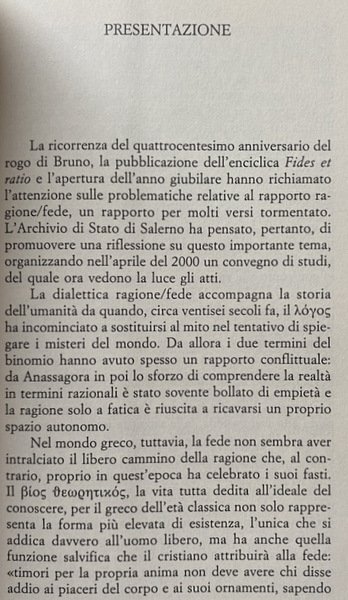 LA FEDE NELLA RAGIONE E LE RAGIONI DELLA FEDE. A …