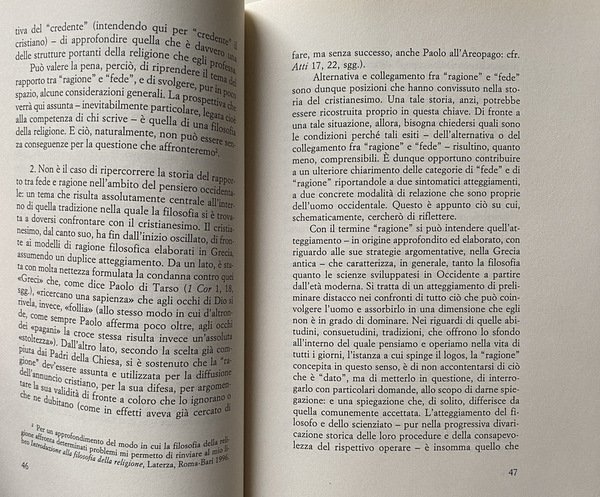 LA FEDE NELLA RAGIONE E LE RAGIONI DELLA FEDE. A …