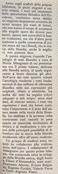 LA FILOSOFIA ANTICA. ANTOLOGIA DI TESTI. A CURA DI NICOLA …