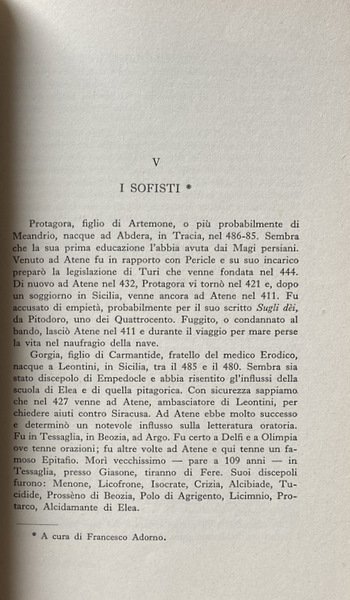 LA FILOSOFIA ANTICA. ANTOLOGIA DI TESTI. A CURA DI NICOLA …