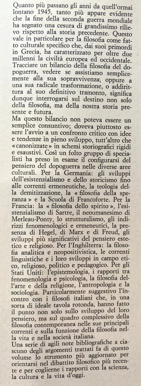 LA FILOSOFIA DAL '45 AD OGGI