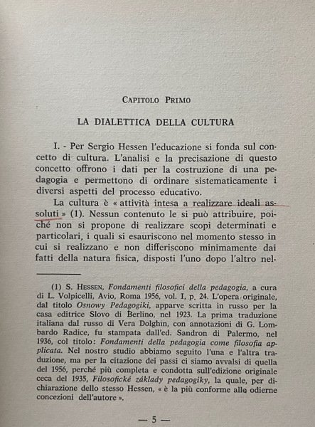 LA FILOSOFIA DELL'EDUCAZIONE DI SERGIO HESSEN