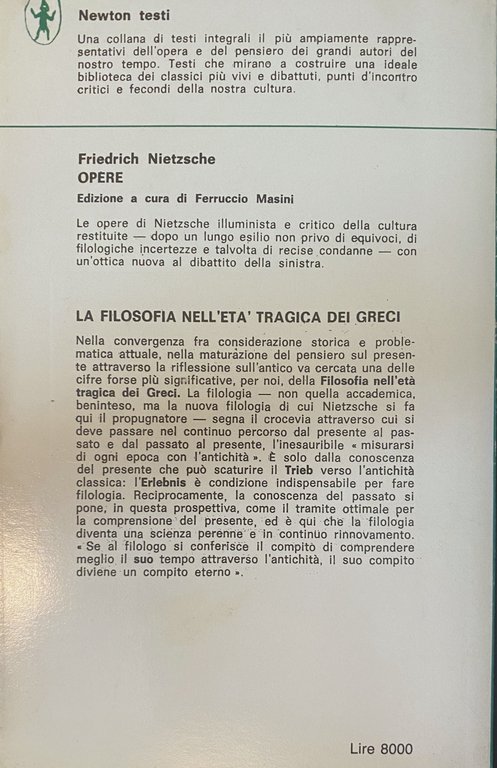 LA FILOSOFIA NELL'ETÀ TRAGICA DEI GRECI. A CURA DI FERRUCCIO …