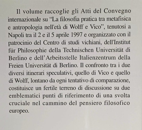 LA FILOSOFIA PRATICA TRA METAFISICA E ANTROPOLOGIA NELL'ETÀ DI WOLFF …