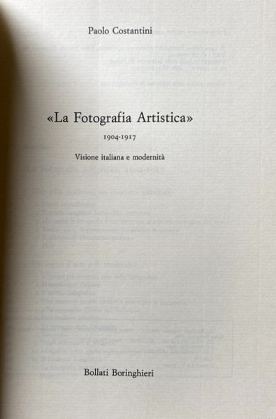 LA FOTOGRAFIA ARTISTICA 1904-1917: VISIONE ITALIANA E MODERNITÀ