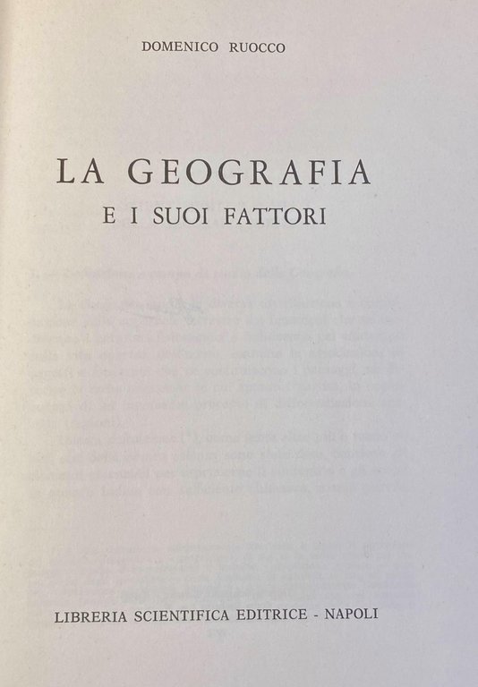 LA GEOGRAFIA E I SUOI FATTORI