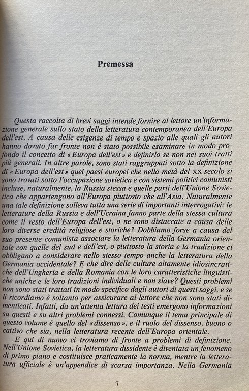 LA LETTERATURA CONTEMPORANEA NELL'EUROPA DELL'EST.