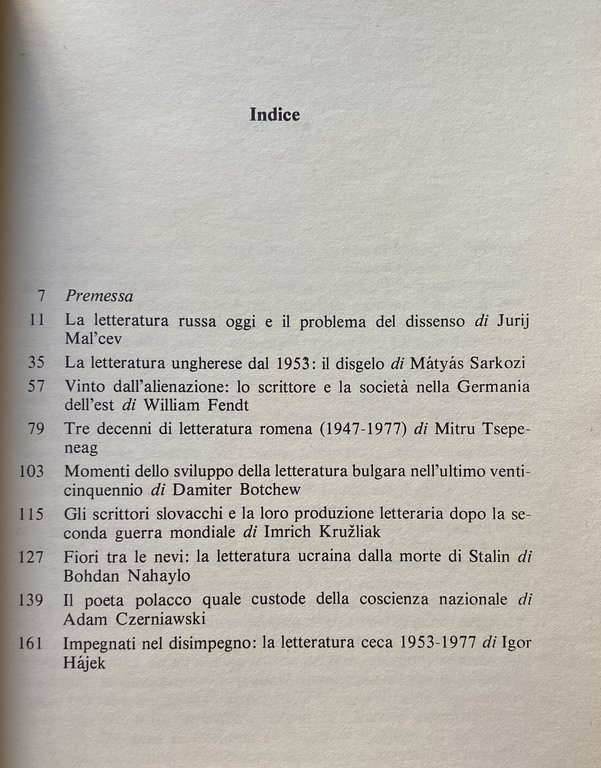 LA LETTERATURA CONTEMPORANEA NELL'EUROPA DELL'EST.